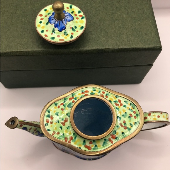 Vincent - Kelvin Chen Enamel Mini Hand Painted Teapot - Very Rare - Picture 6 of 8